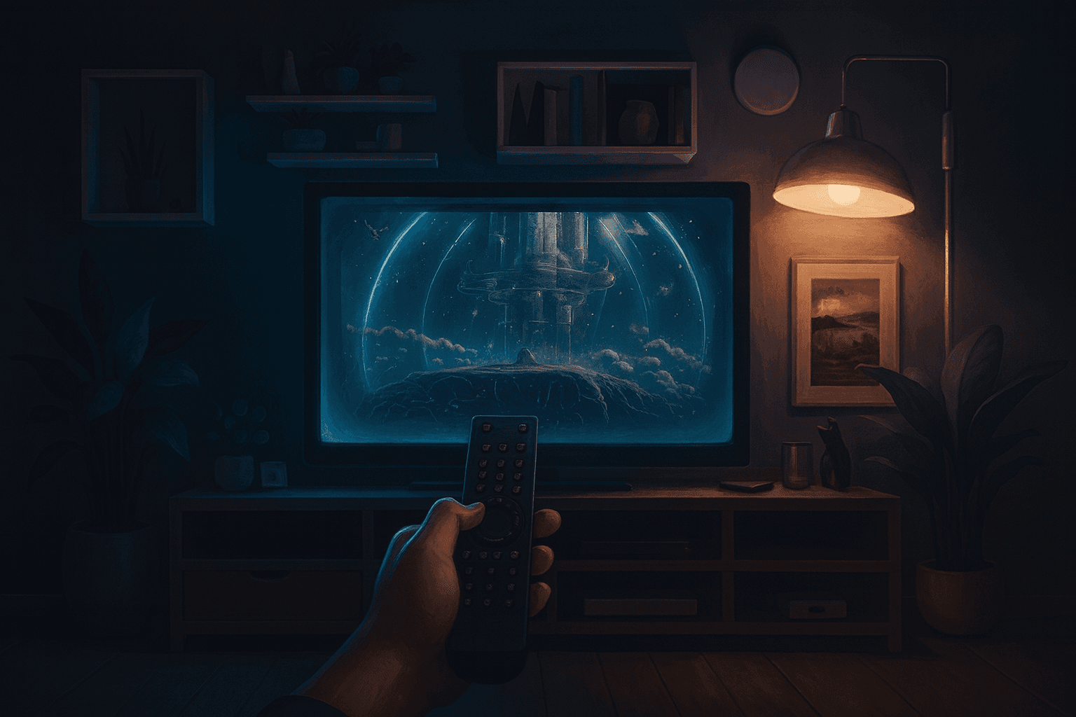 Living room TV with streaming app